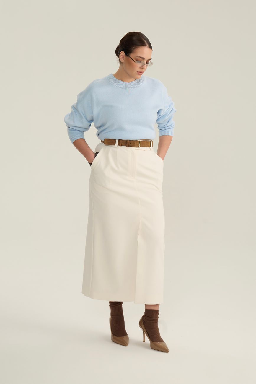 Юбка макси со шлицей, молочный