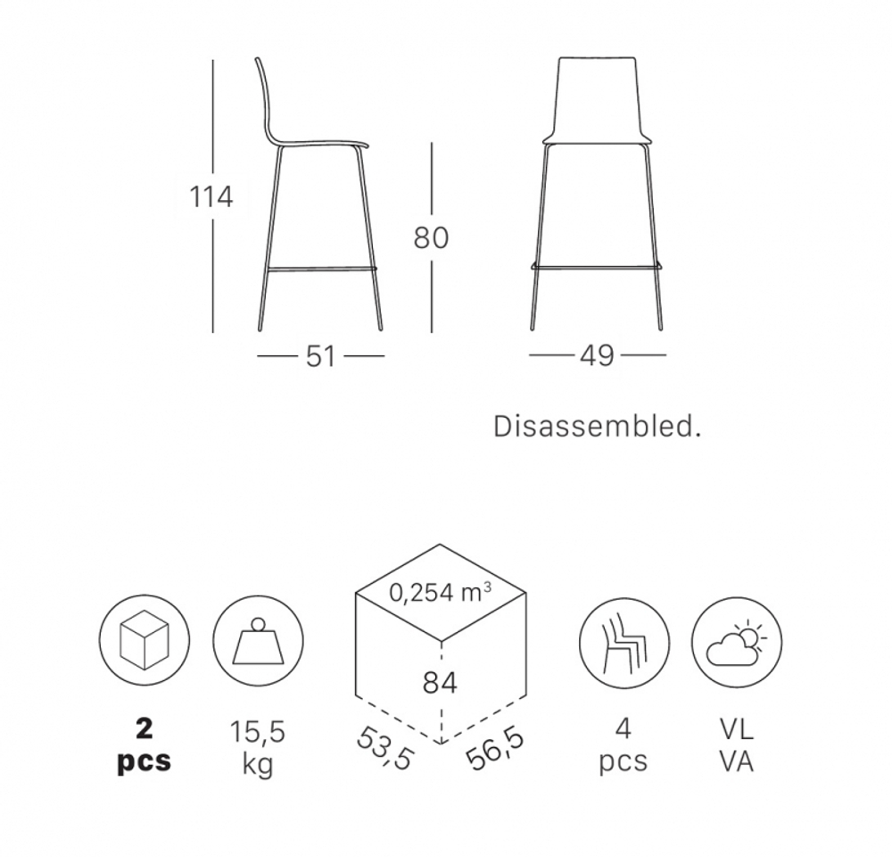 Стул барный пластиковый Scab Design Alice Barstool, хром, лен