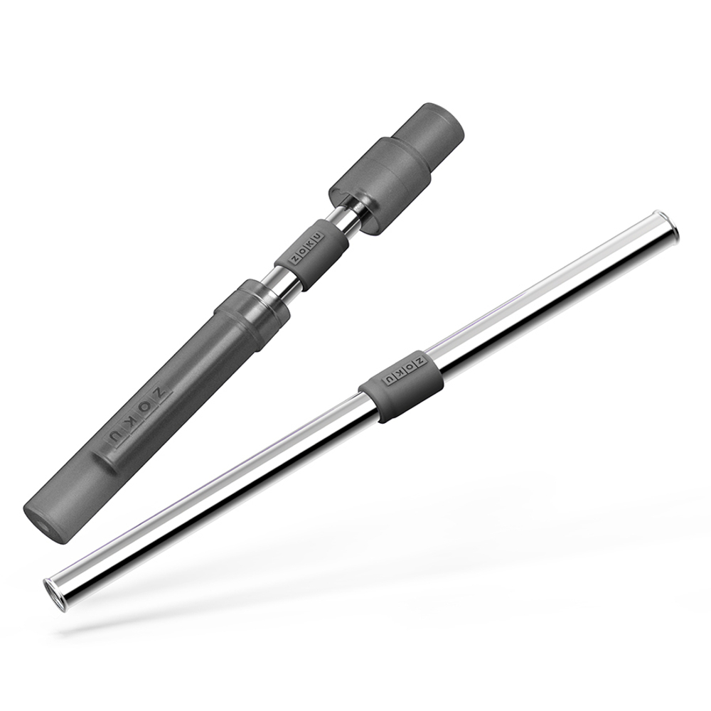 Соломинка из нержавеющей стали jumbo в футляре, серая