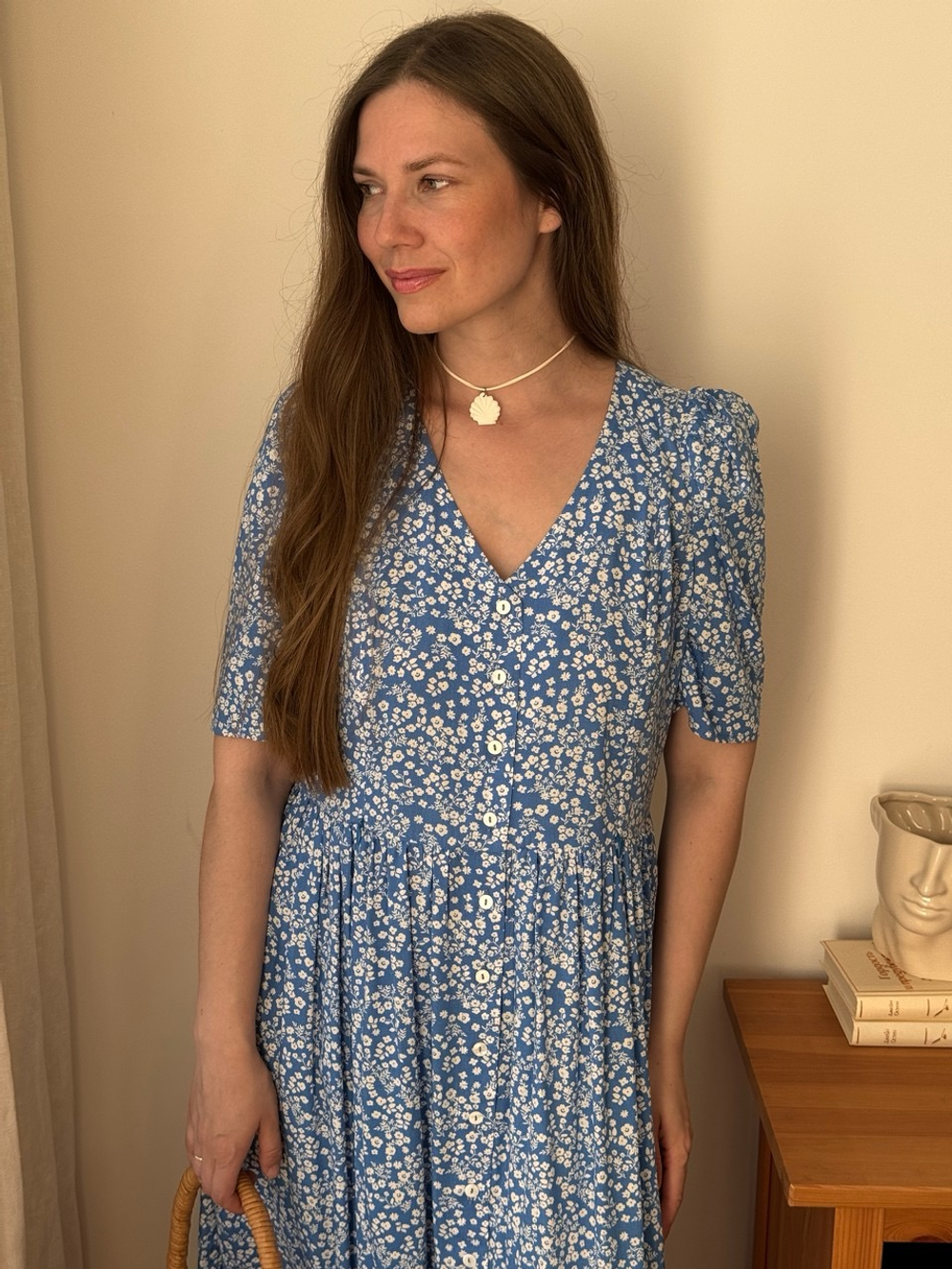 Платье Шарлотта для беременных и кормящих, Синий с белыми цветами