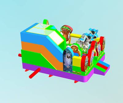 Коммерческий надувной батут "Царство зверей 3", 5x4x2.8 м