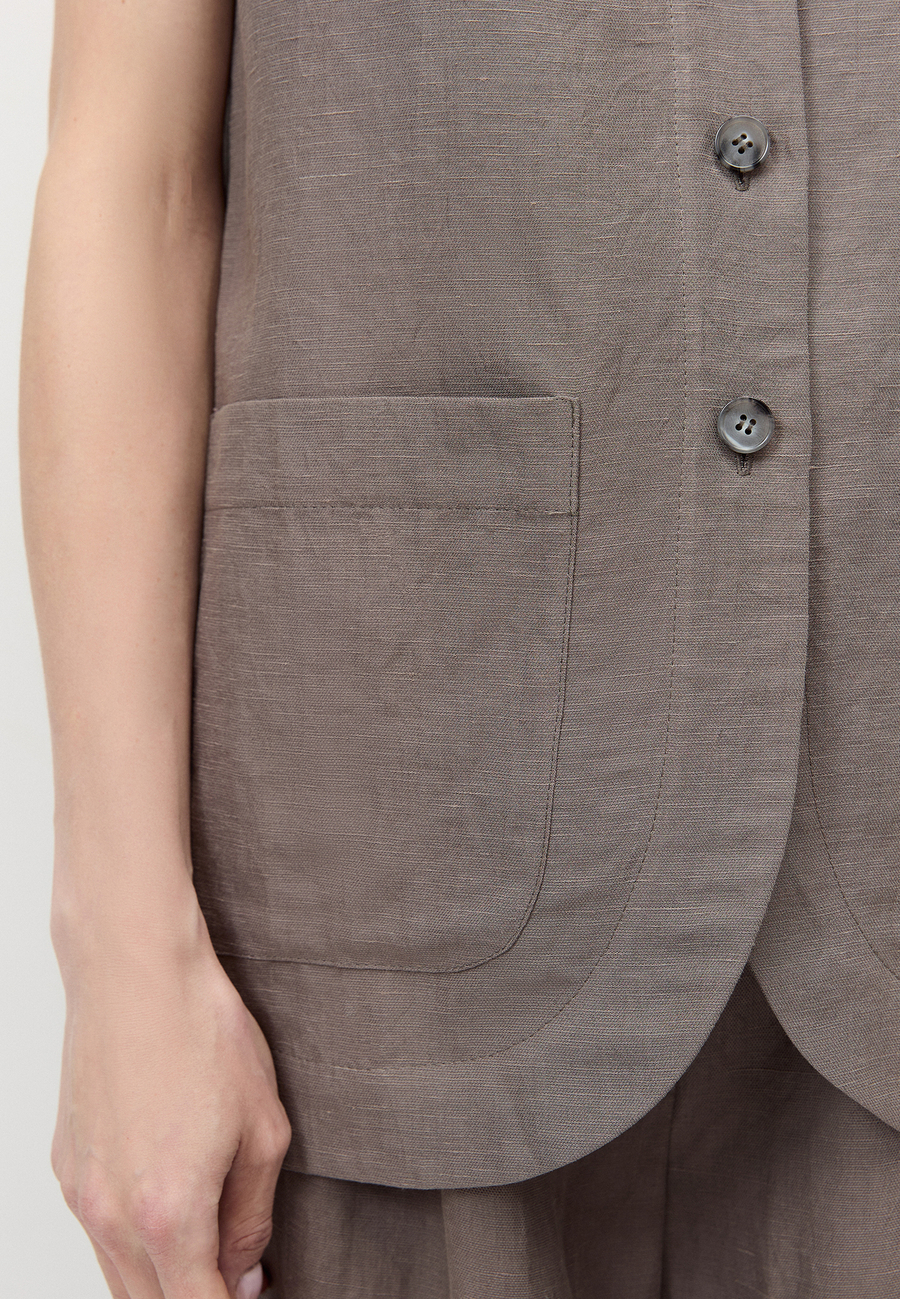 Жилет удлиненный из смесового льна