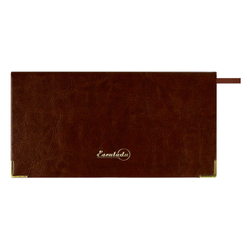 Еженедельник датированный 2026 ESCALADA, 170х88 мм, 64 л., арт. 70385/ 40 САРИФ КОРИЧНЕВЫЙ (кожзам: интегральный переплёт, материал обложки: искусственная кожа "Сариф"; декор: металлические уголки, тиснение фольгой; способ крепления блока: ниткошвейн