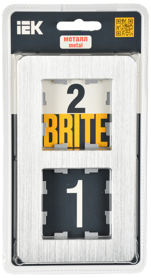 BRITE Рамка 2-местная РУ-2-1-Бр металл алюминий RE AL IEK