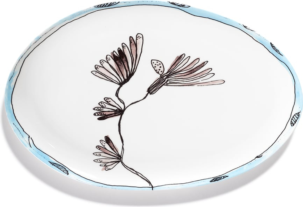 Блюдо сервировочное serax midnight flowers, овальное, костяной фарфор, 22,5 , синее · арт. fabr B9223110-719