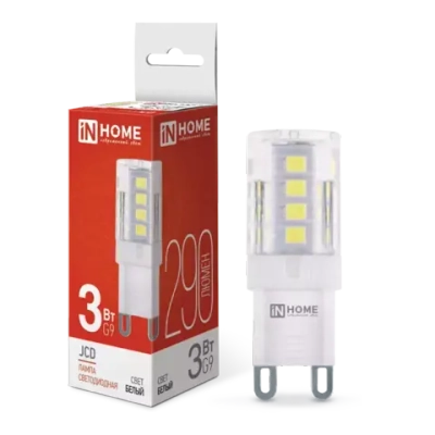 Лампа светодиодная LED-JCD 3Вт 230В G9 4000К БЕЛЫЙ 290Лм IN HOME