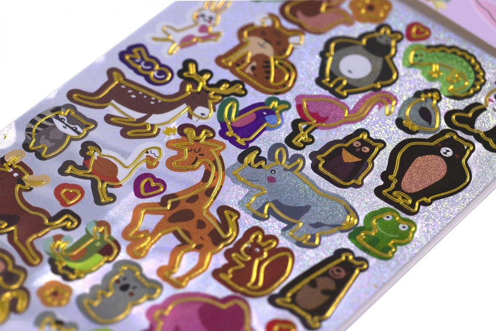 Наклейки детские Alingar, 10 см х 22,5 см, "Животные 3D" ассорти, ПВХ, голография, пакет с европодвесом