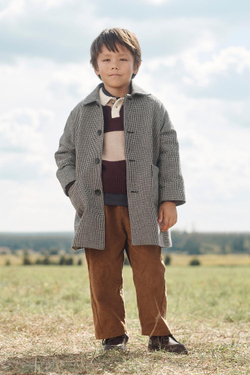 ZARA ПАЛЬТО ИЗ СМЕСОВОЙ ШЕРСТИ, ЭКРЮ/ЧЕРНЫЙ