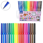 Фломастеры 18цв. "Котики" вентилир.колпачок, корпус круглый (Mazari)