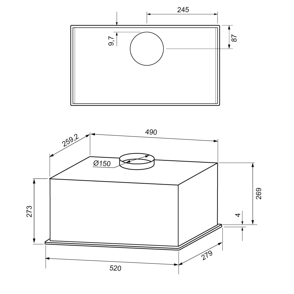 Встраиваемая вытяжка Krona ARVEN 600 WHITE S