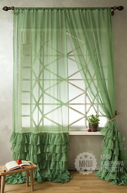 Легкие шторы НОА (арт. BL01-118-02)  - (140х270)х2 см.  - (Возможна высота 250 см.) - зеленые