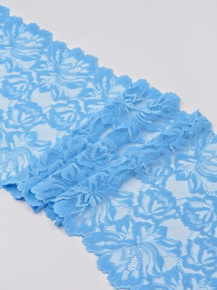 Эластичное кружево голубое ширина 23 см