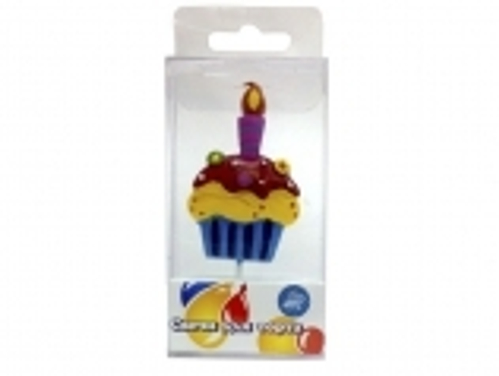 РАСПРОДАЖА Свеча д/торта "Кекс с глазурью" 6 см.