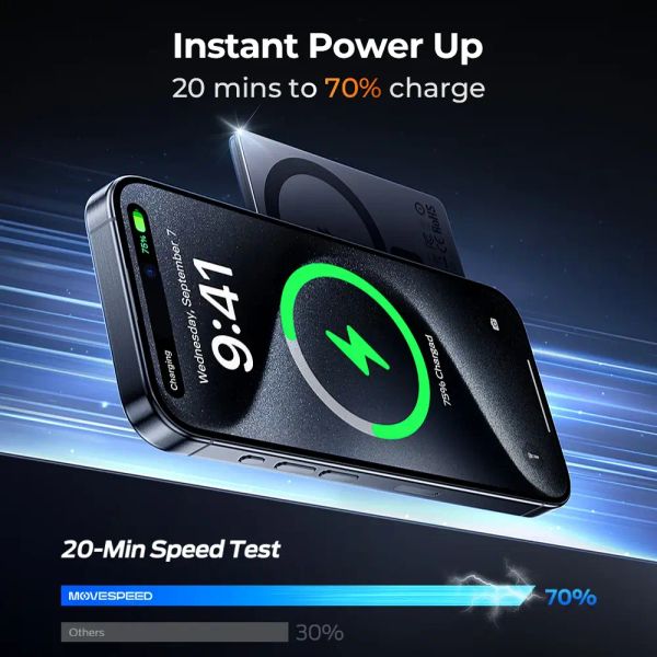 Ультратонкий магнитный Power Bank Movespeed 5000 mAh Type-C - внешний аккумулятор Magsafe (Gray)