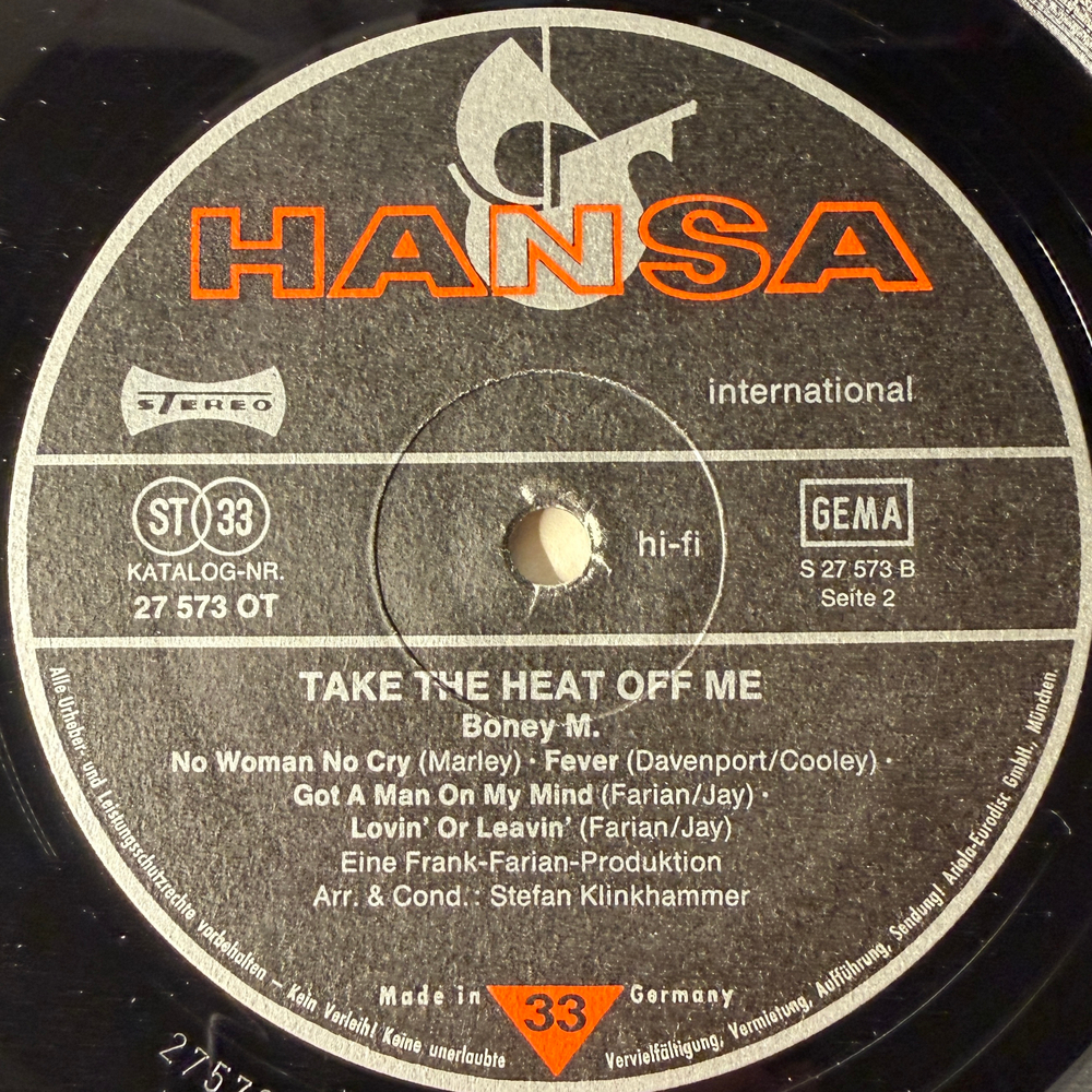 Boney M. ‎– Take The Heat Off Me (Германия 1976г.)