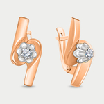 Серьги женские с фианитами из розового золота 585 пробы (арт. 20754)
