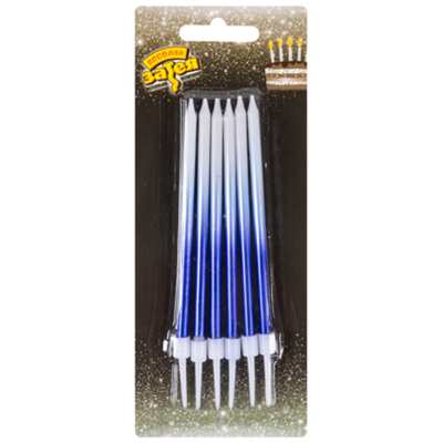 Свечи Омбре голуб/син с подст 11см 6шт