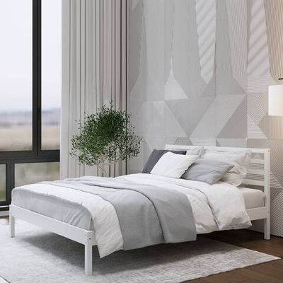 Двуспальная кровать, ТИРАНА, 140х200 см, белый