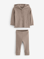 Кардиган с капюшоном и легинсы в комплекте для девочки Next 386-082, Хаки