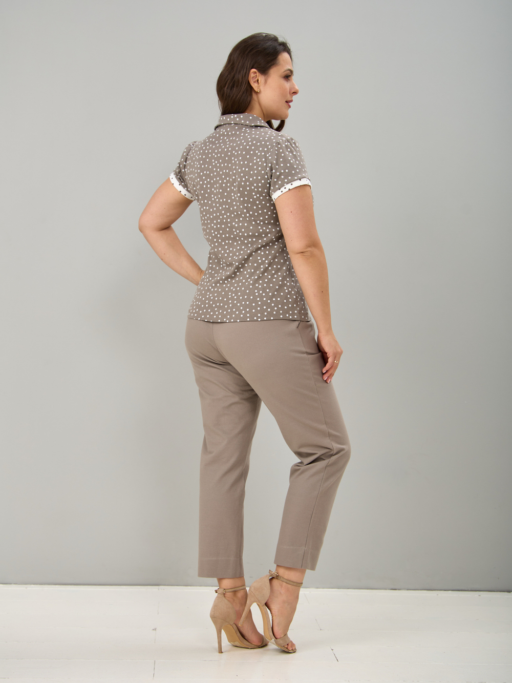 Блузка БЛ-115/кофе-экрюгорошек