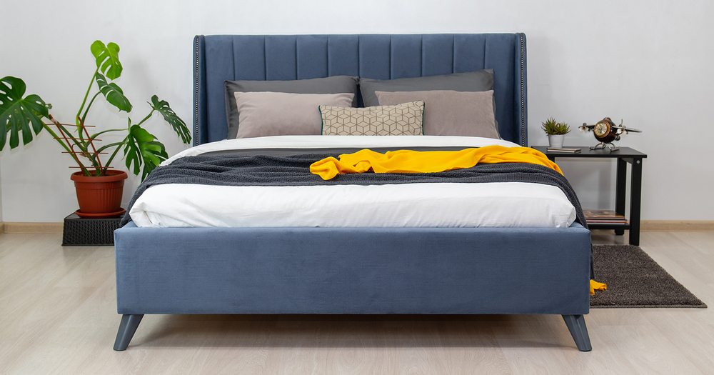 Мелисса (140)Кровать двойная без ПМ арт. Тори 83 велюр (серо-синий)