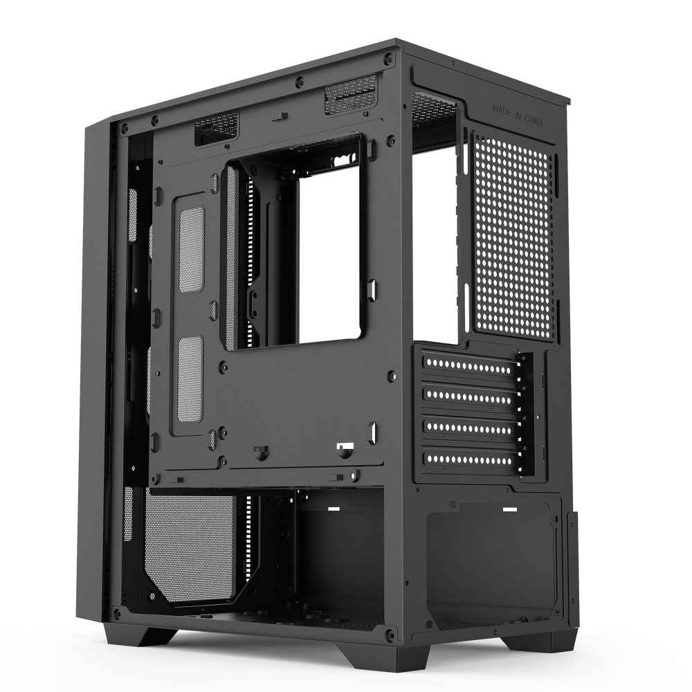 Корпус BaseTech eXtreme GFX-06, Без БП, mATX, чёрный, 4xFRGB FAN, 2xUSB2, 1xUSB3, бок: закалённое стекло (BT-GFX-06-MESH-4F-RGB)