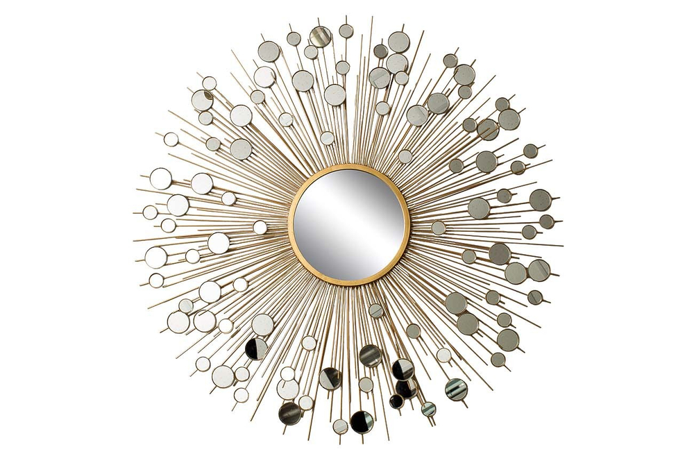 Зеркало декоративное круглое 80см Garda Decor с золотистыми лучами