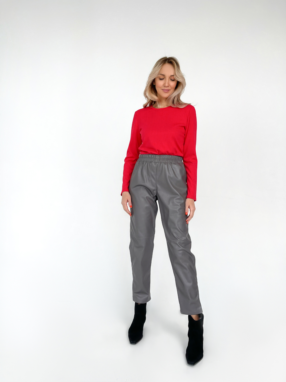 Лонгслив в рубчик Красный 6