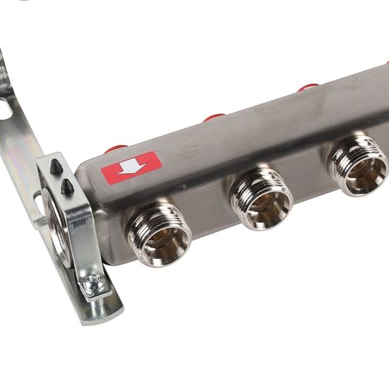 Коллектор Rommer 1"x3/4" на 10 контуров с запорными клапанами (нерж. сталь) RMS-3201-000010
