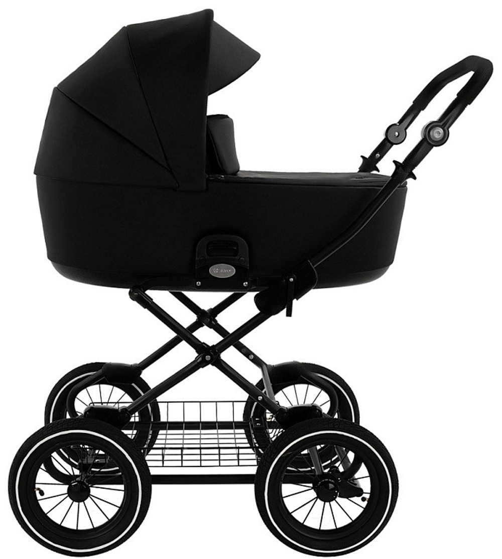 Детская коляска Roan Bass Next Classic Кожа d12 3 в 1 с автокреслом Elo Lux EduSky Black RCL300/1 Black