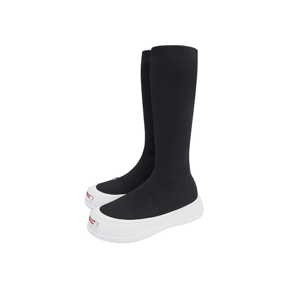 SMILEREPUBLIC Half Knee Sock Boots, High Top Knee High Knee high Boots Women"s Black