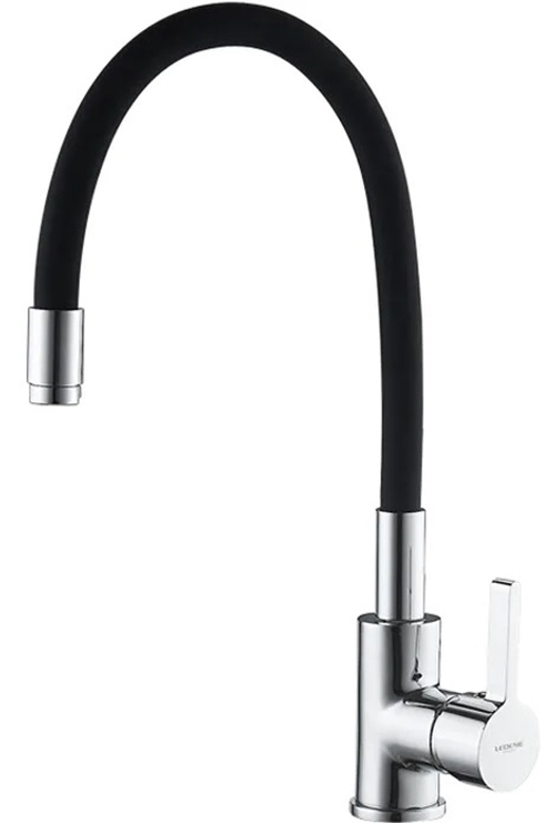 L4898-2 Смеситель для кухни с силиконовым изливом черный