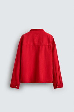 ZARA ПОЛО RELAXED FIT ИЗ РЕЛЬЕФНОЙ ТКАНИ, КРАСНЫЙ