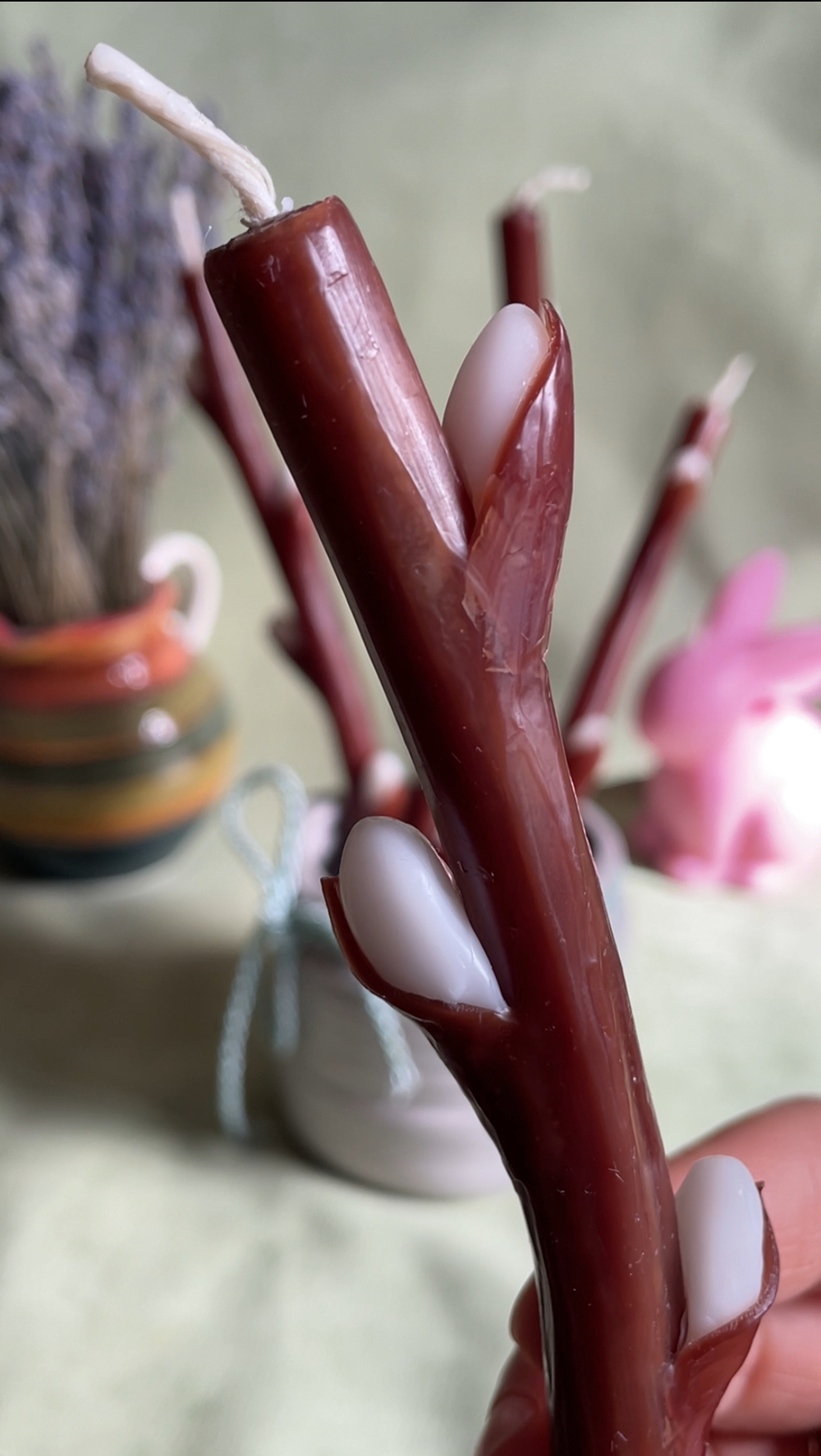 Свеча верба в подсвечнике кувшинчик, 1 шт.