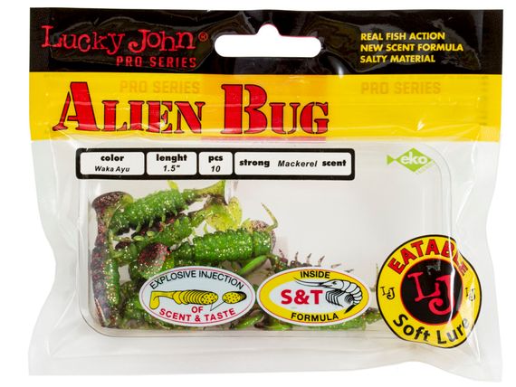 Виброхвосты съедобные LJ Pro Series ALIEN BUG 1,5in (3,81 см), цв. T44, 10 шт.