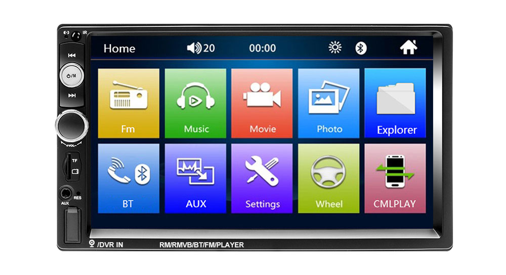 Автомагнитола сенсорная 7" 2DIN (Bluetooth, USB, AUX, Mirror Link)