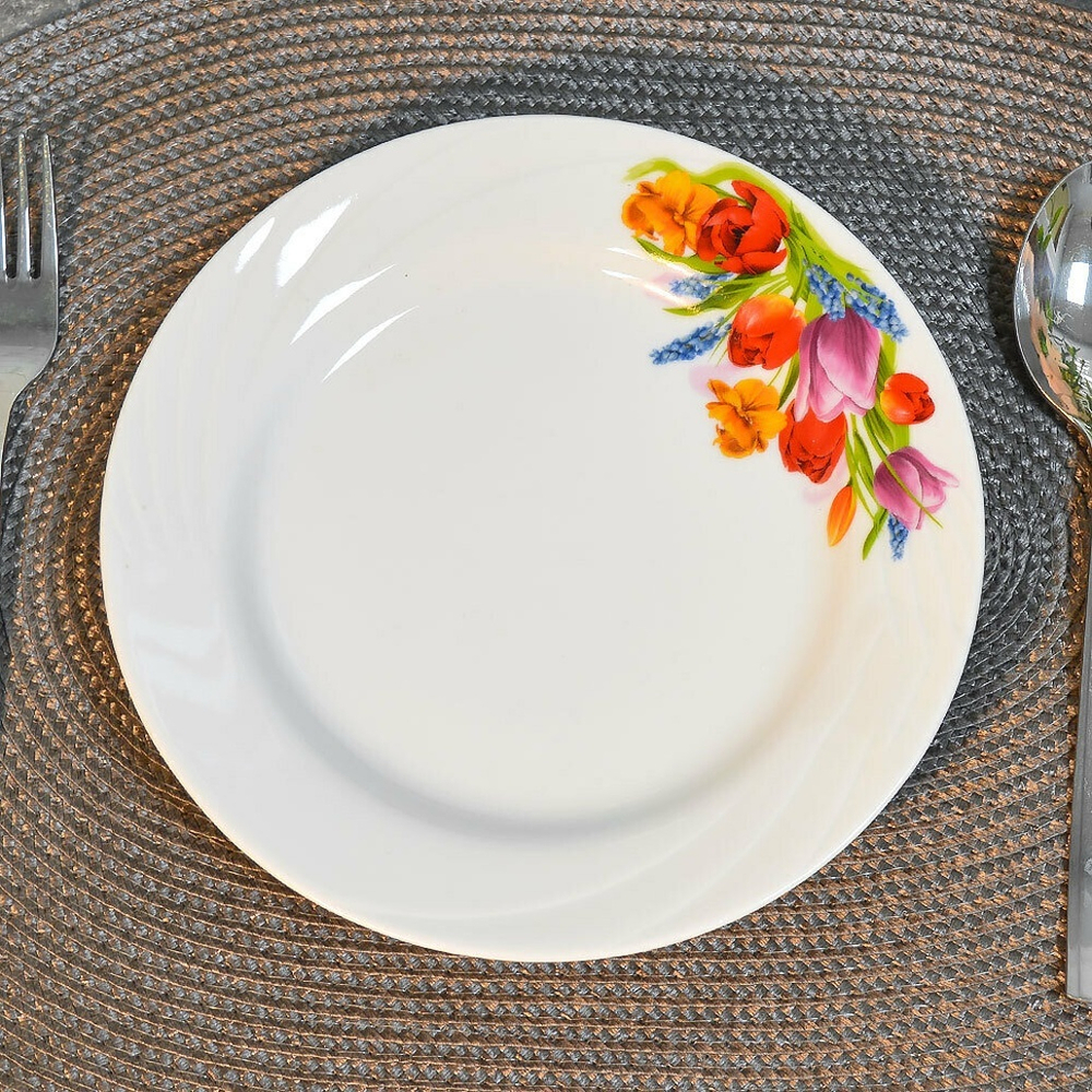 Тарелка 200мм мелкая форма Голубка Майский букет