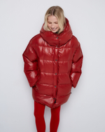 Пуховик со съемным капюшоном из нейлона Монклер томат