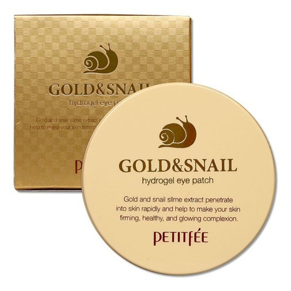 Petitfee Hydro Gel Eye Patch Gold And Snail гидрогелевые патчи для глаз на основе муцина улитки и 24-каратного золота