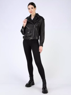 Кожаная куртка демисезонная косуха оверсайз