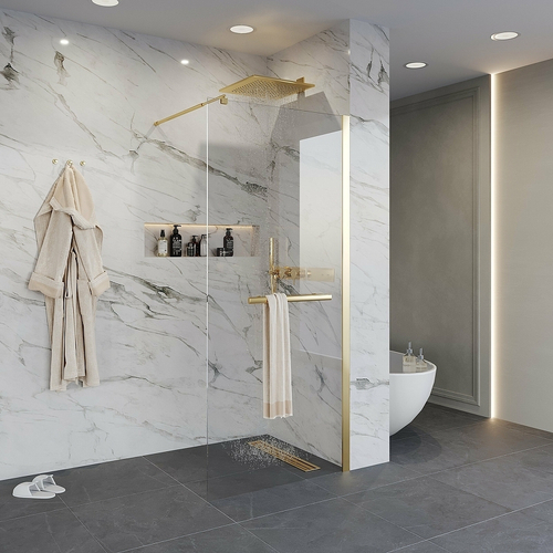 Душевая перегородка Niagara Nova 110 NG-641-11GOLD профиль Холодное золото стекло прозрачное