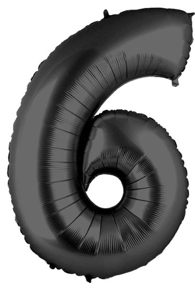 G Шар 40'' / 102 см "Цифра 6" Черный (БГ-60)