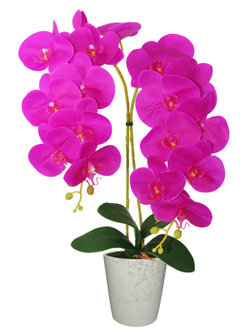 Искусственные Орхидеи фуксия 2 ветки латекс 55см в кашпо