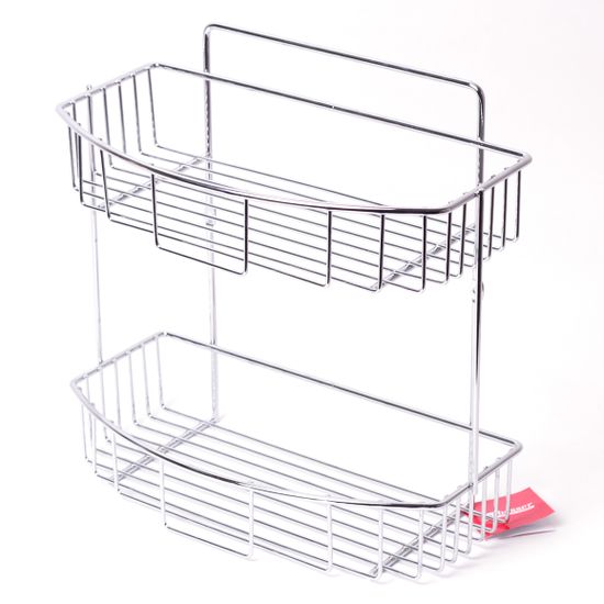 Полка для ванной 2-ярусная полуовальная 30,5х15х29,5 см. Besser BS 0282D из хромированной стали