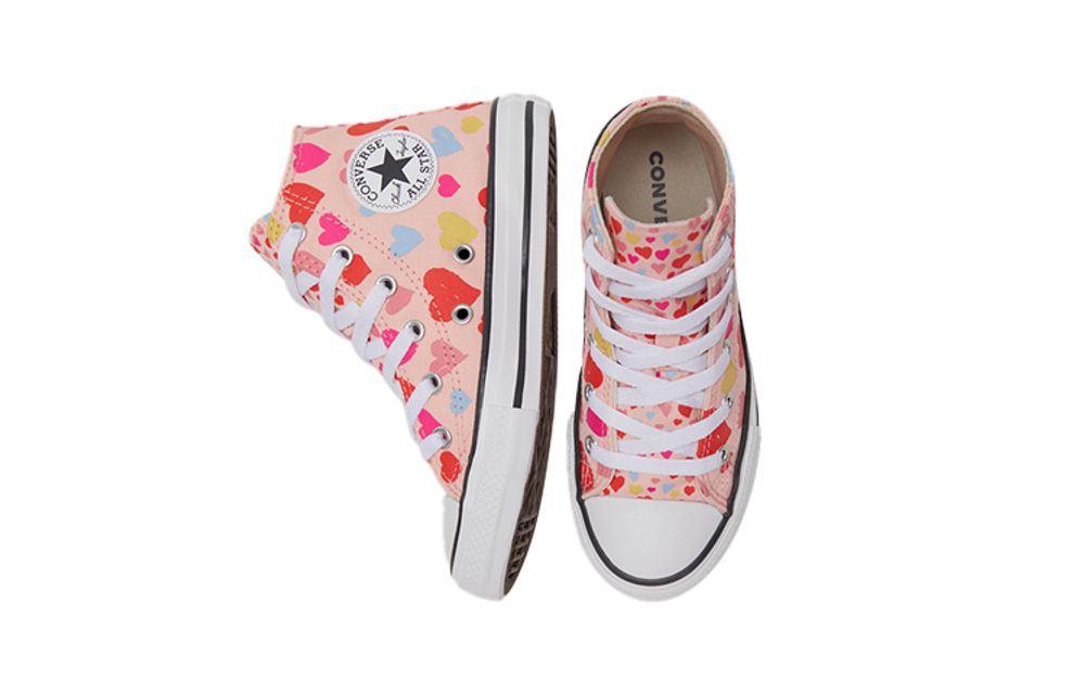 Big children's Converse All Star series comfortable and versatile non-slip wear-resistant high-top children's canvas shoes pink orange multicolor