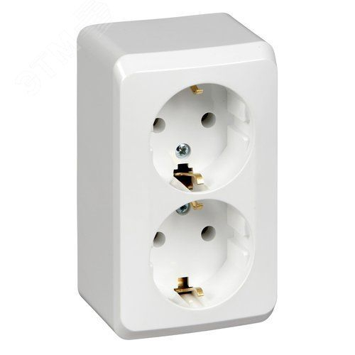 Розетка двойная с з/к, без шторок РА16-007В Этюд Systeme Electric