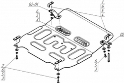 Защита стальная 2 мм Д,КПП для Honda Stepwgn; FWD; V=1,5; АКПП; 2015-2022 Motodor.70813