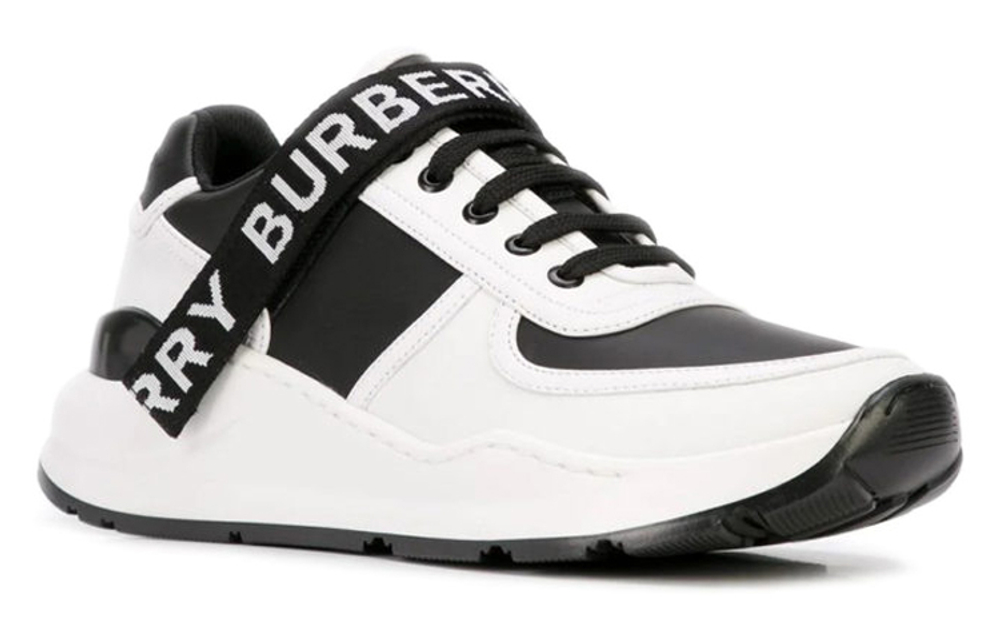 Burberry Vintage Leather Low top Sports Casual Shoes Women"s Black White