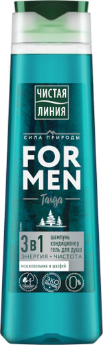 Чистая Линия 400мл. Шамп. муж. 3в1 (-гель д/душа) Энергия и Чистота