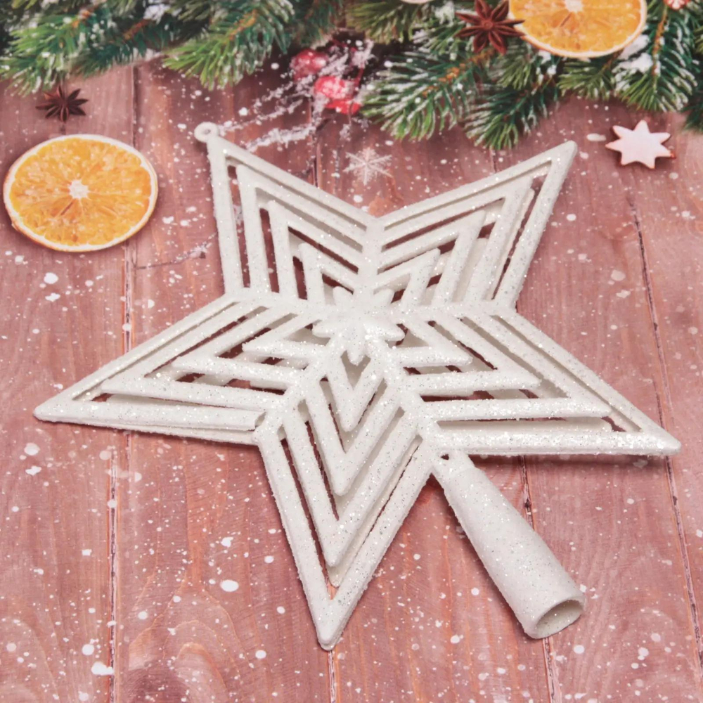 Звезда на ёлку «Полоса блеска» 21*24 см, Белый